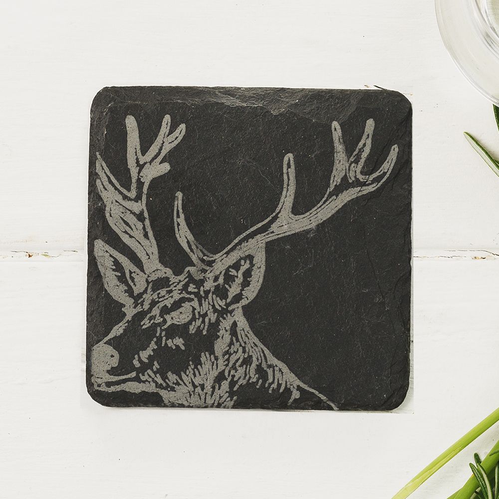 Stag Slate Coasters Set of 4 Seasons Home Gift