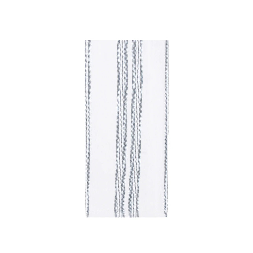 Bistro Stripe Single Terry Reverse Towel Blue