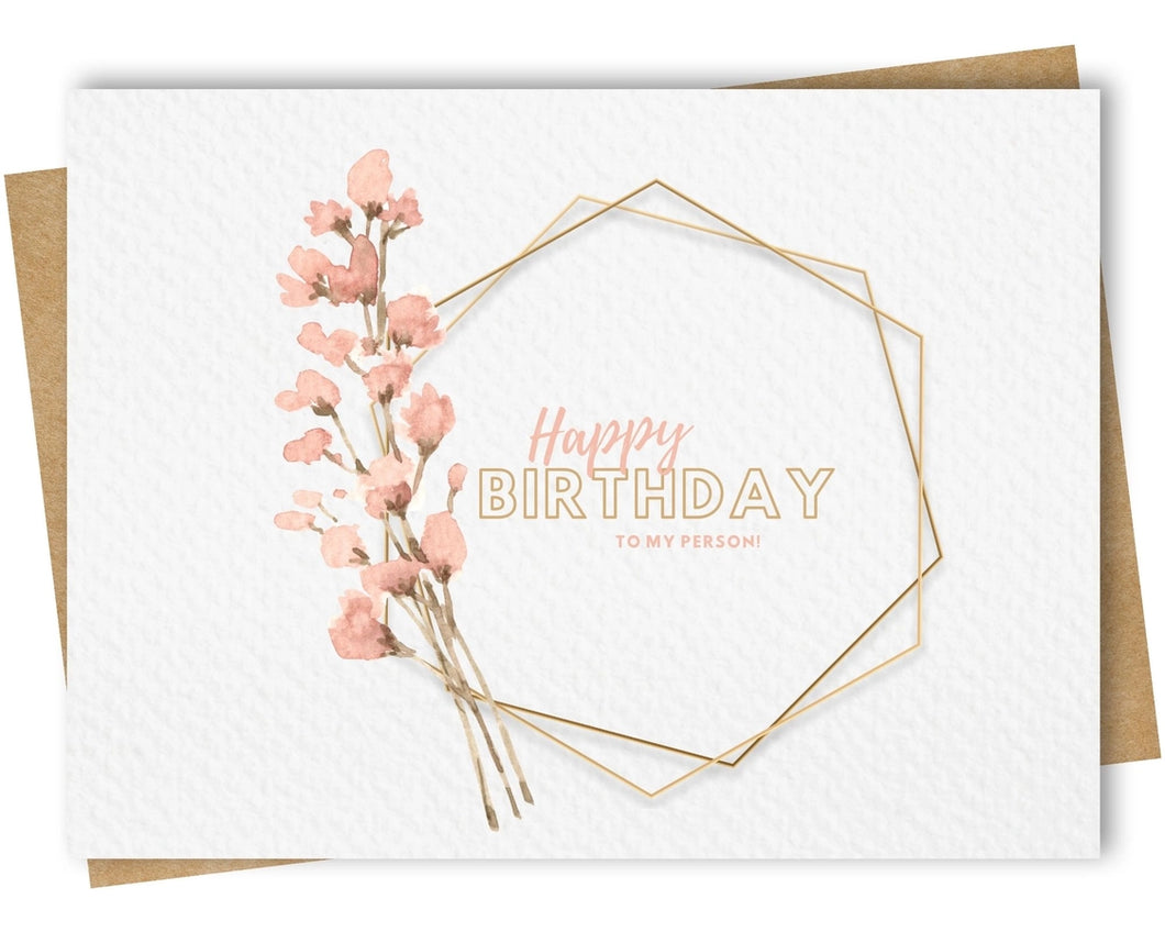 Happy Birthday Peach Boho Card