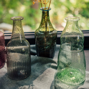 Smoke Recycled Glass Bottle Vase