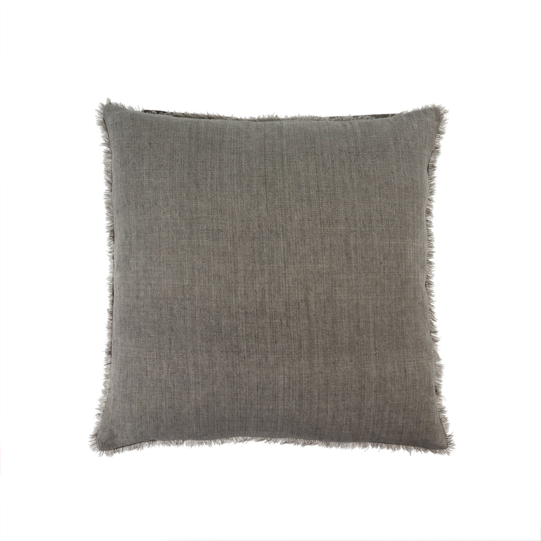 Warm Grey Lina Linen Cushion, 24 x 24