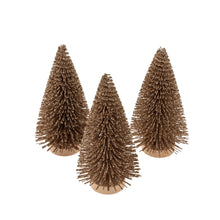 Load image into Gallery viewer, Mini Bottle Brush Trees, Pale Gold Sparkle Set 3
