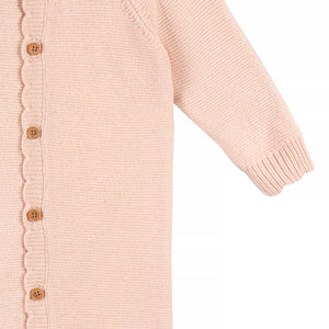 Just Born Baby Girl 1-Piece Sweater Knit Coverall, Pink