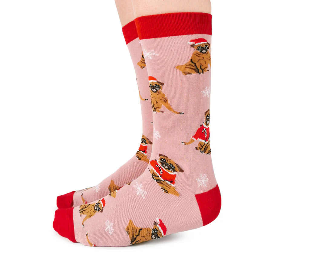 Merry Pug Mas Ladies Socks