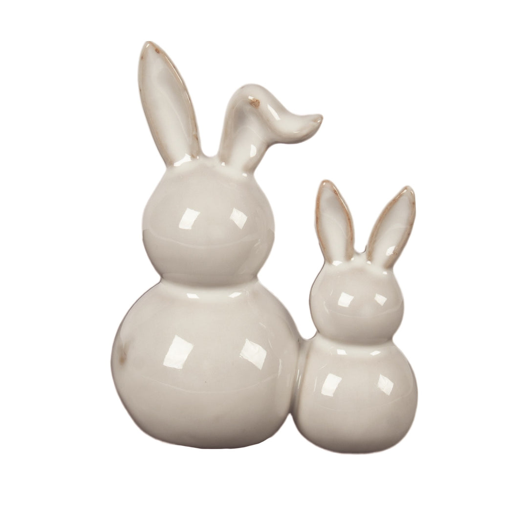 White Ceramic Bunny Duo