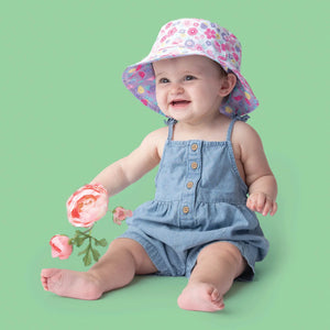 Kids UPF50+ Patterned Sun Hat - Hippo/Elephant