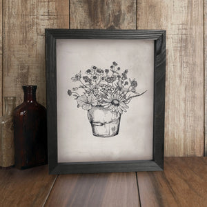 Floral Basket Printed Linen Art