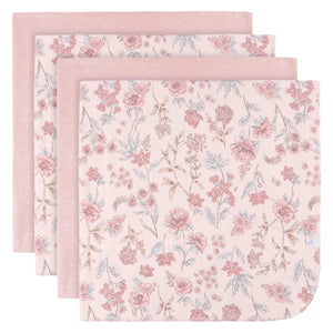 Just Born Baby 4-Pack Flannel Receiving Blankets, Pink