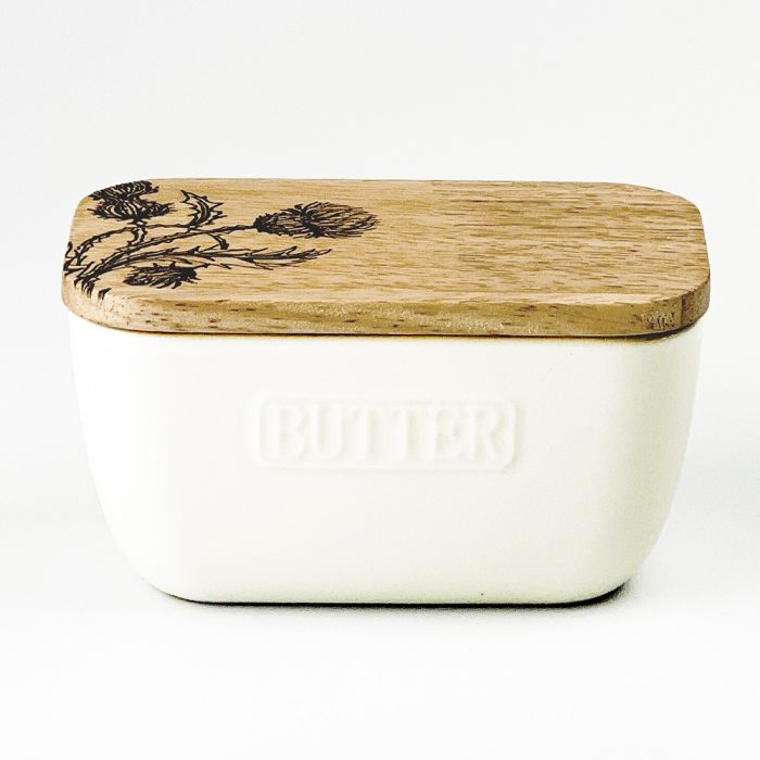 Thistle Trio White Butter Dish