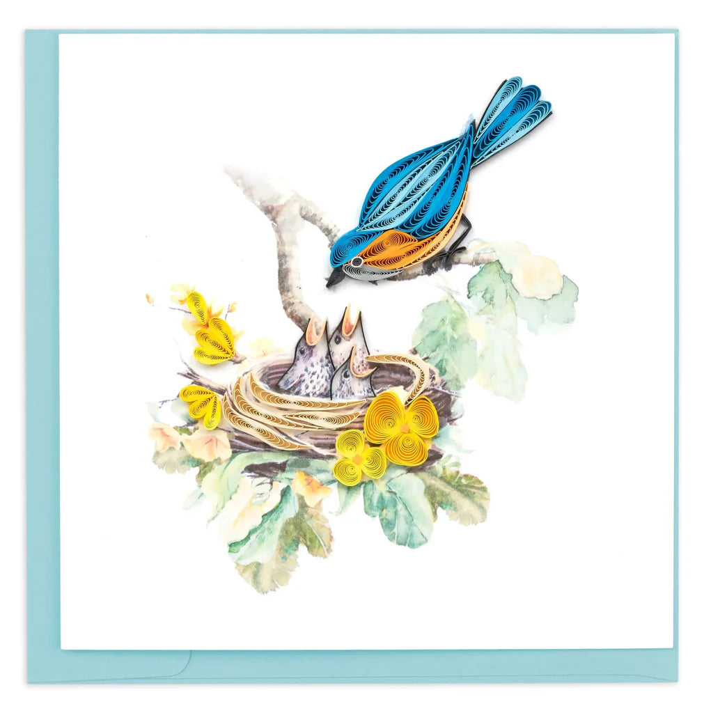 Bluebird + Babies Quilling Card