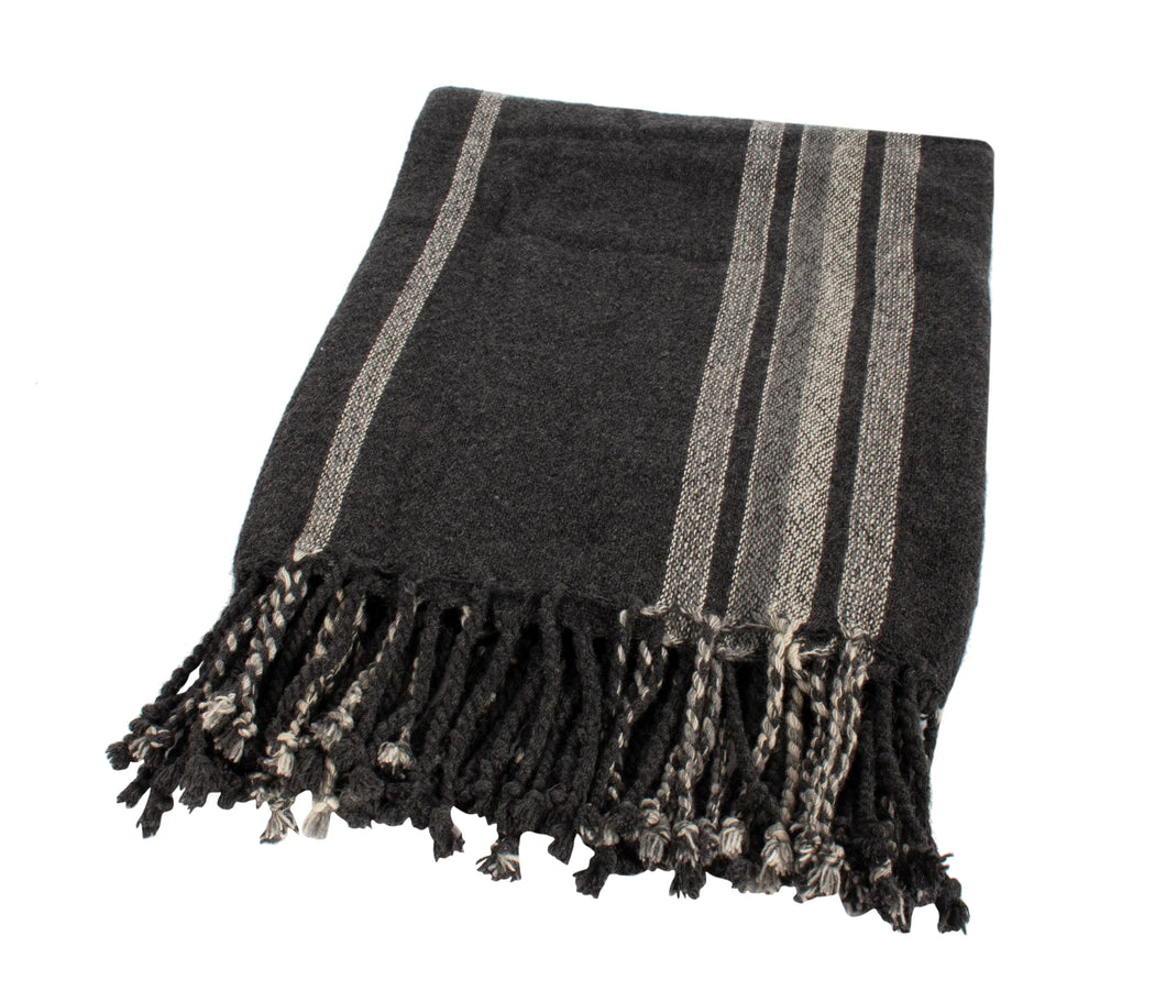 Grey Striped Throw