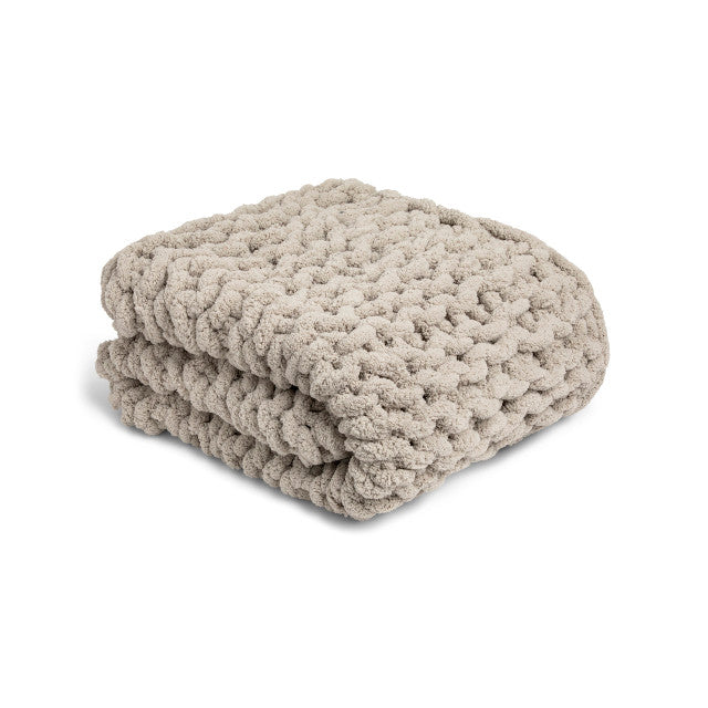 Chunky Knit Blanket-Taupe