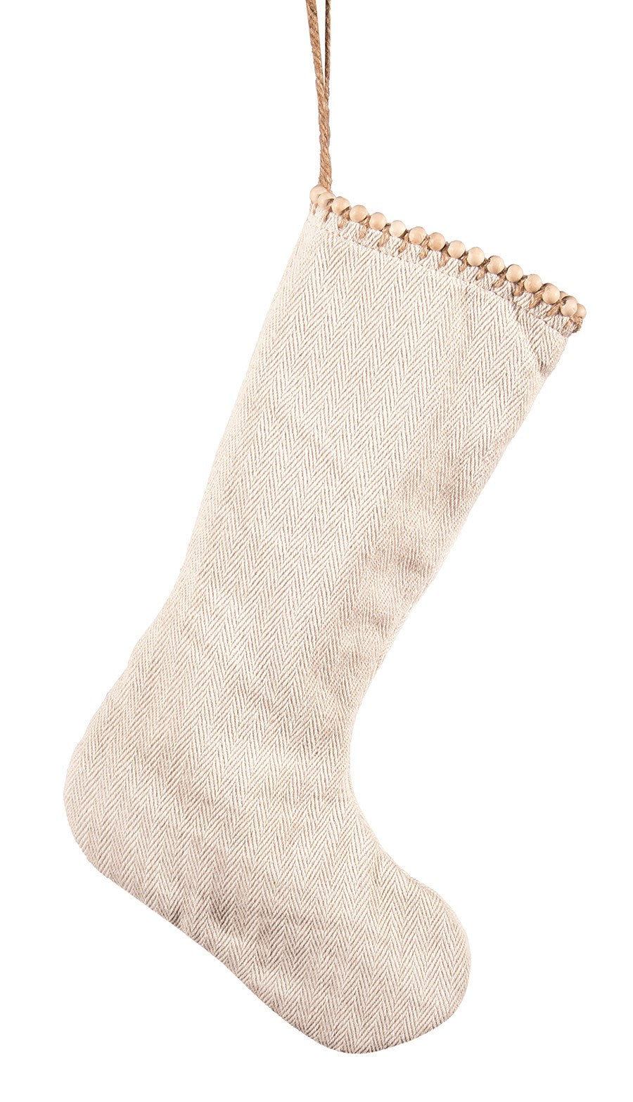 Natural Bead Trimmed Stocking