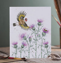 Load image into Gallery viewer, Feathers &amp; Thistles Gold Finch Card
