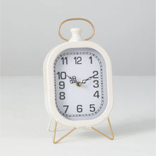 Load image into Gallery viewer, Cream &amp; Gold iron Desk Clock
